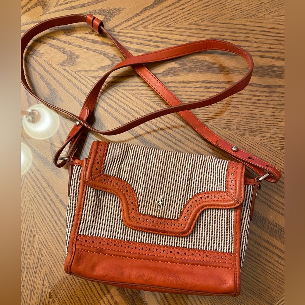 Cole Haan Red and Tan Striped Crossbody Bag